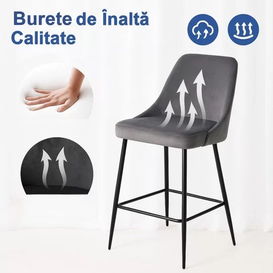 Scaun de bar gri, fix, clasic, modern ABS 143
