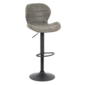 Scaun bar tapițat, înălțime reglabilă, rotativ, suport picioare, imitatie piele intoarsa, gri, ABS 144
