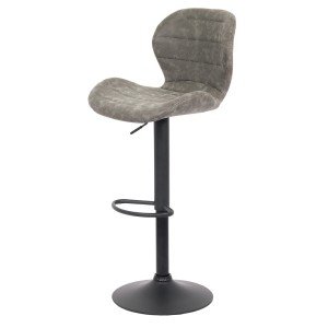 Scaun bar tapițat, înălțime reglabilă, rotativ, suport picioare, imitatie piele intoarsa, gri, ABS 144 Scaun bar tapițat, înălțime reglabilă, rotativ, suport picioare, imitatie piele intoarsa, gri, ABS 144