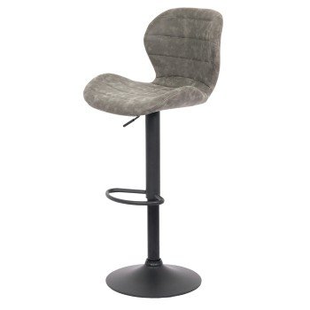 Scaun bar tapițat, înălțime reglabilă, rotativ, suport picioare, imitatie piele intoarsa, gri, ABS 144