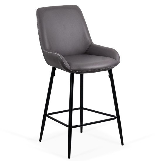 Bar stool in ecological leather and steel legs ABS 146 grey Bar stool in ecological leather and steel legs ABS 146 grey