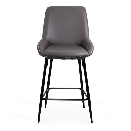 Bar stool in ecological leather and steel legs ABS 146 grey