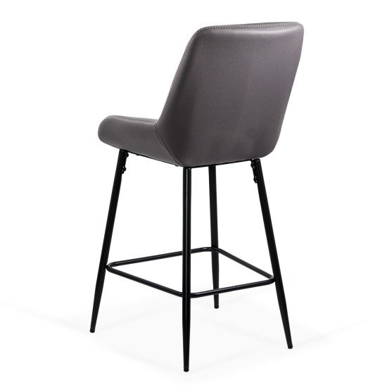 Bar stool in ecological leather and steel legs ABS 146 grey Bar stool in ecological leather and steel legs ABS 146 grey