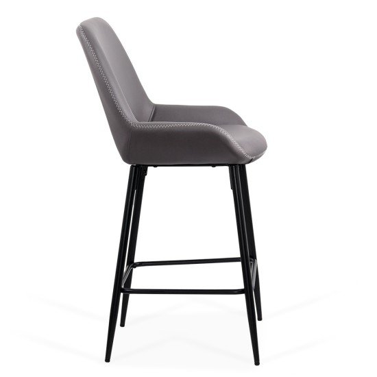 Bar stool in ecological leather and steel legs ABS 146 grey Bar stool in ecological leather and steel legs ABS 146 grey