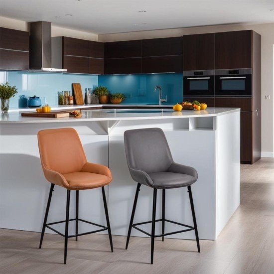 Bar stool in ecological leather and steel legs ABS 146 grey Bar stool in ecological leather and steel legs ABS 146 grey
