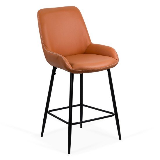 Bar stool in ecological leather and steel legs ABS 146 brown