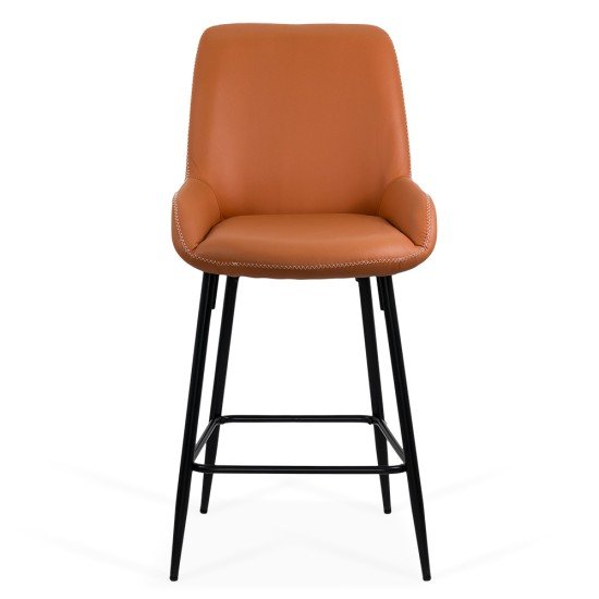 Bar stool in ecological leather and steel legs ABS 146 brown