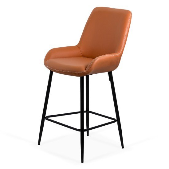 Bar stool in ecological leather and steel legs ABS 146 brown Bar stool in ecological leather and steel legs ABS 146 brown