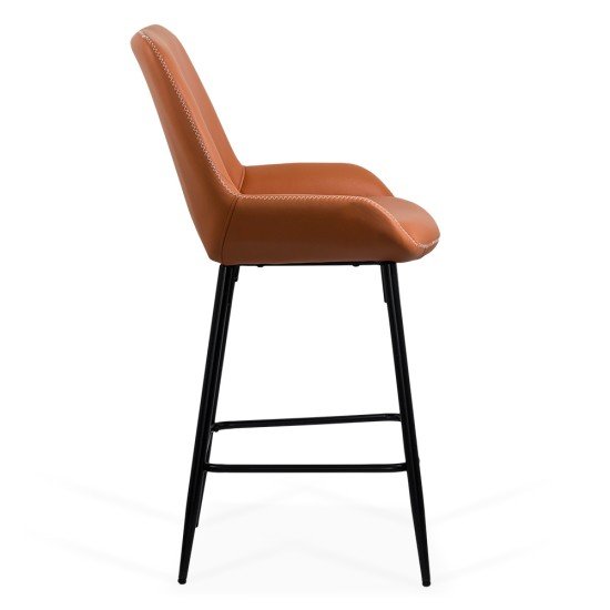 Bar stool in ecological leather and steel legs ABS 146 brown