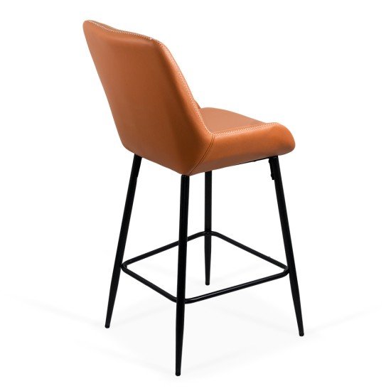 Bar stool in ecological leather and steel legs ABS 146 brown