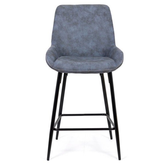 Bar stool in ecological leather and steel legs ABS 146 blue