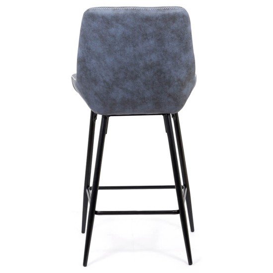 Bar stool in ecological leather and steel legs ABS 146 blue