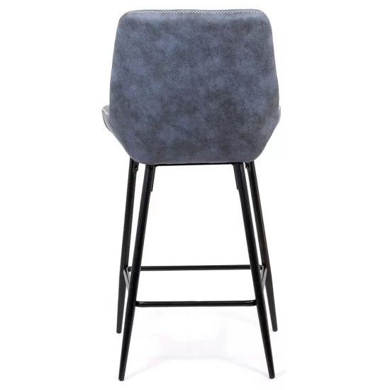 Scaun de bar fix din piele ecologica si picioare din otel ABS 146 albastru