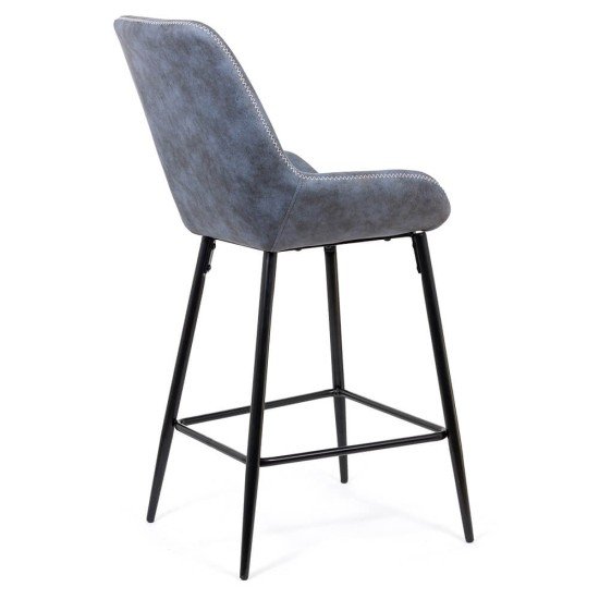 Bar stool in ecological leather and steel legs ABS 146 blue