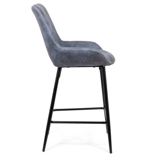 Bar stool in ecological leather and steel legs ABS 146 blue