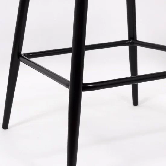 Scaun de bar fix din piele ecologica si picioare din otel ABS 146 albastru