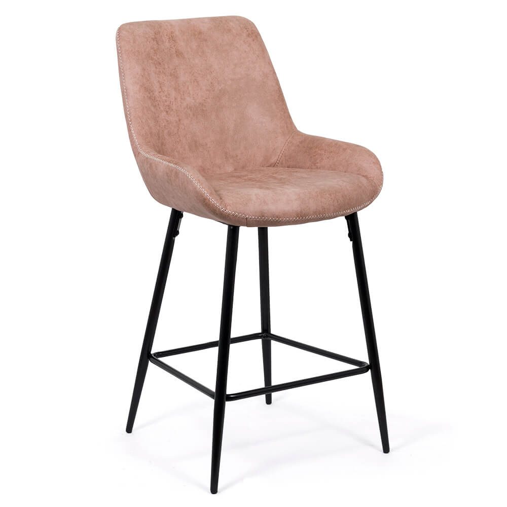 Scaun de bar fix din piele ecologica si picioare din otel ABS 146 roz scauneonline.ro