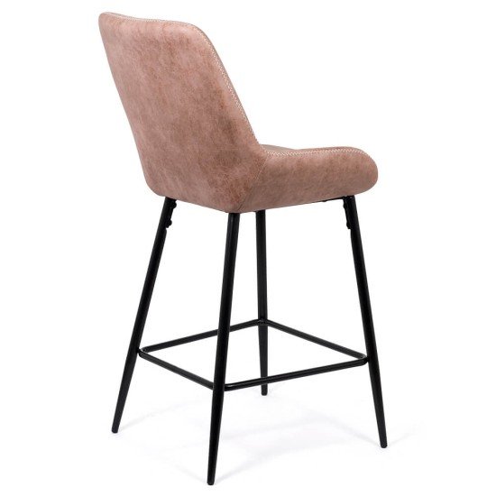 Bar stool in ecological leather and steel legs ABS 146 pink Bar stool in ecological leather and steel legs ABS 146 pink