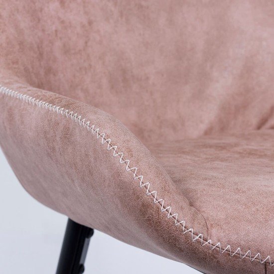 Bar stool in ecological leather and steel legs ABS 146 pink Bar stool in ecological leather and steel legs ABS 146 pink
