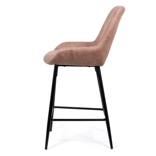 Bar stool in ecological leather and steel legs ABS 146 pink Bar stool in ecological leather and steel legs ABS 146 pink