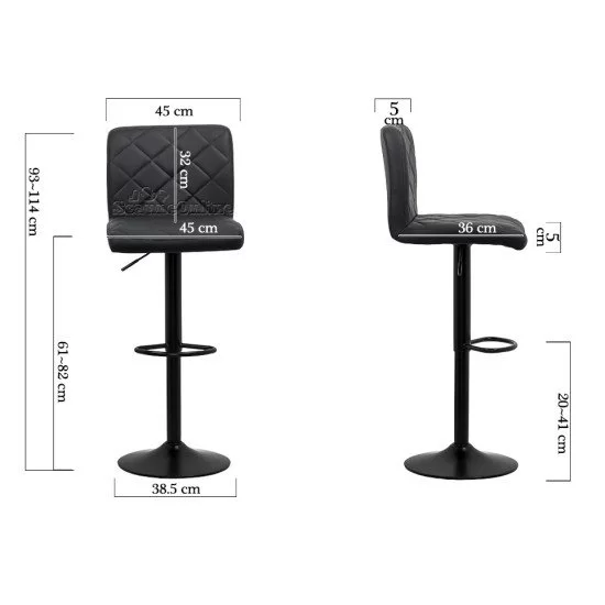 Scaun de bar reglabil pe inaltime si rotativ din piele eco ABS 147 negru