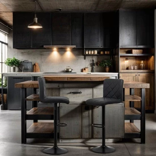 Scaun de bar reglabil pe inaltime si rotativ din piele eco ABS 147 negru