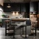 Scaun de bar reglabil pe inaltime si rotativ din piele eco ABS 147 negru