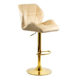 Scaun de bar reglabil pe înălțime, rotativ, suport picioare, catifea, crem, ABS 148 Scaun de bar reglabil pe înălțime, rotativ, suport picioare, catifea, crem, ABS 148