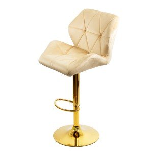 Scaun de bar reglabil pe înălțime, rotativ, suport picioare, catifea, crem, ABS 148 Scaun de bar reglabil pe înălțime, rotativ, suport picioare, catifea, crem, ABS 148