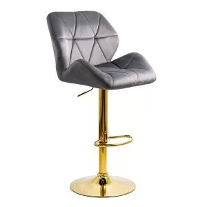 Scaun bar reglabil pe înălțime, rotativ, suport picioare, catifea, gri, ABS 148