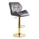 Scaun de bar tapitat cu catifea pivotant si inaltime reglabila cu baza aurie ABS 148 gri