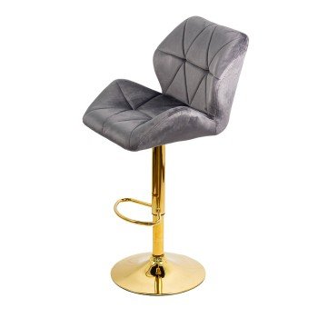 Scaun bar reglabil pe înălțime, rotativ, suport picioare, catifea, gri, ABS 148