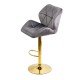 Scaun de bar tapitat cu catifea pivotant si inaltime reglabila cu baza aurie ABS 148 gri