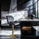 Scaun de bar tapitat cu catifea pivotant si inaltime reglabila cu baza aurie ABS 148 gri