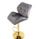 Scaun de bar tapitat cu catifea pivotant si inaltime reglabila cu baza aurie ABS 148 gri