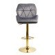 Scaun de bar tapitat cu catifea pivotant si inaltime reglabila cu baza aurie ABS 148 gri