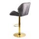 Scaun de bar tapitat cu catifea pivotant si inaltime reglabila cu baza aurie ABS 148 gri