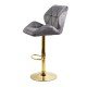 Scaun de bar tapitat cu catifea pivotant si inaltime reglabila cu baza aurie ABS 148 gri