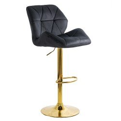 Scaun de bar negru, modern, din catifea, cu baza aurie ABS 148 Scaun de bar negru, modern, din catifea, cu baza aurie ABS 148