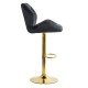 Scaun de bar negru, modern, din catifea, cu baza aurie ABS 148