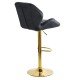 Scaun de bar negru, modern, din catifea, cu baza aurie ABS 148
