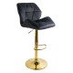 Scaun de bar negru, modern, din catifea, cu baza aurie ABS 148