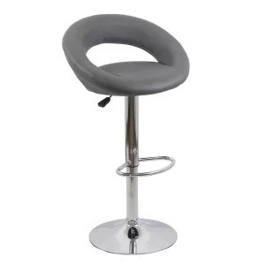 Scaun bar, înălțime reglabilă, rotativ, suport picioare, piele ecologica, gri, ABS 151