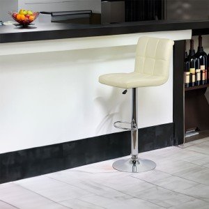 Scaun bar, înălțime reglabilă, rotativ, suport picioare, piele ecologica, crem, ABS 191 Scaun bar, înălțime reglabilă, rotativ, suport picioare, piele ecologica, crem, ABS 191