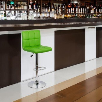 Scaun bar, înălțime reglabilă, rotativ, suport picioare, piele ecologica, verde, ABS 191