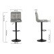 Bar stool with height-adjustable and rotating backrest in grey ABS 191B velvet