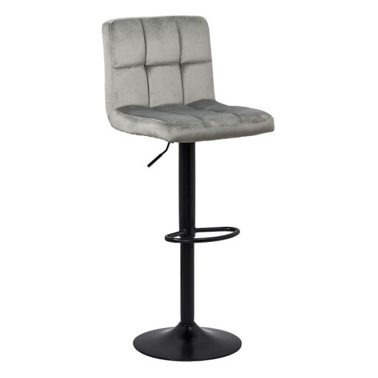 Bar stool with height-adjustable and rotating backrest in grey ABS 191B velvet