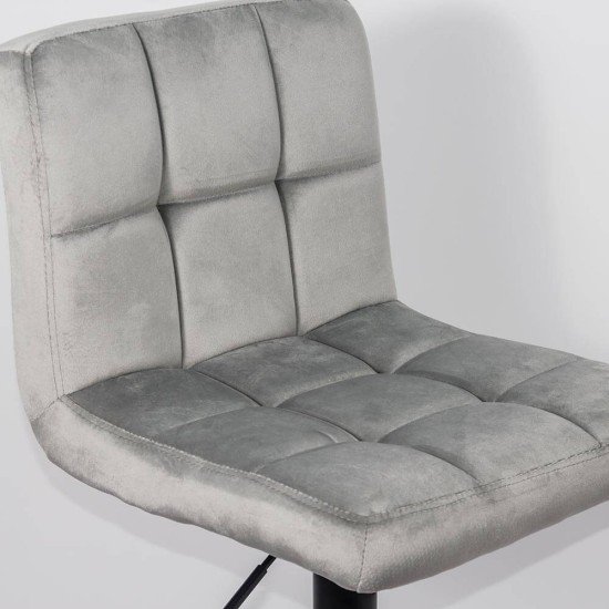 Scaun de bar cu spatar reglabil din catifea ABS 191B gri