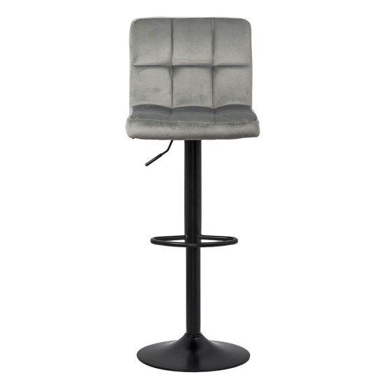 Scaun de bar cu spatar reglabil din catifea ABS 191B gri
