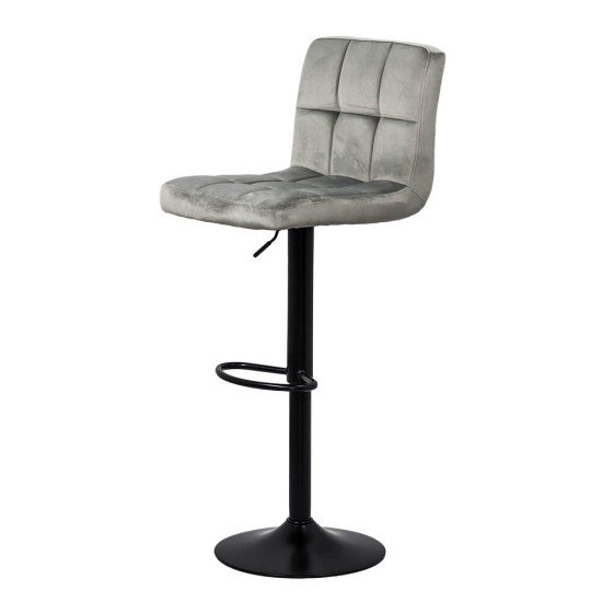 Bar stool with height-adjustable and rotating backrest in grey ABS 191B velvet